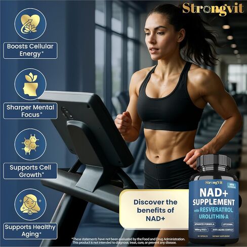 StrongVit NAD Resveratrol Supplement for Women & Men. Support Cellular Health, Energy + Healthy Aging. High Potency Blend, Plus Third-Party Lab Tested in USA (60 Capsules) in Kuwait