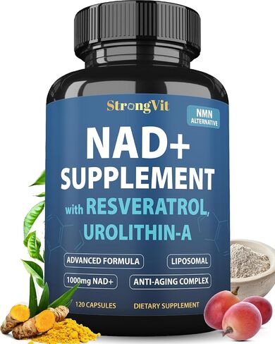 StrongVit NAD Resveratrol Supplement for Women & Men. Support Cellular Health, Energy + Healthy Aging. High Potency Blend, Plus Third-Party Lab Tested in USA (60 Capsules) in Saudi Arabia