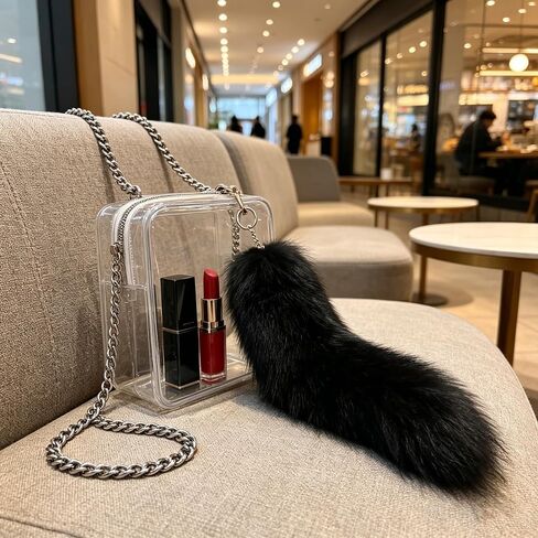 Fluffy Faux Fox Tail Fur Keychain Wolf Therian Tail Keyring Halloween Cosplay Party Costume in Saudi Arabia