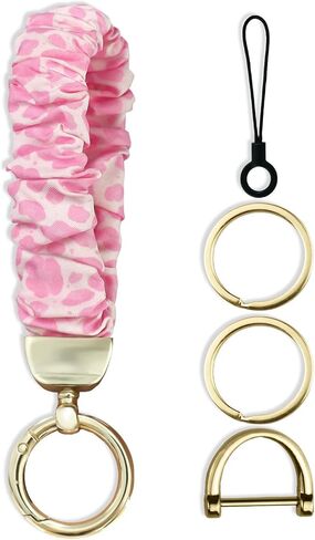 Stretchy Scrunchie Keychain Wristlet,Cute Key Chain Wrist Lanyard Strap for Women Men Car Keys ID Badges Wallet in Kuwait