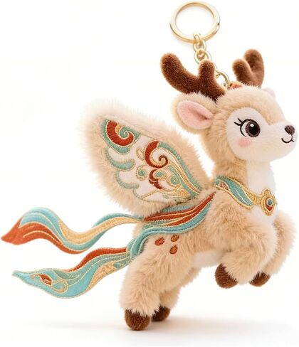Cat Keychain For Women, Mini Plush Doll Cute Flying Nine Colored Deer Dunhuang Wing Gift Accessories in Saudi Arabia