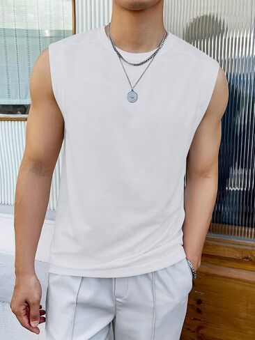 Men's Quick Dry Crew Neck Sleeveless Athletic Tank Top Workout Gym Tee Tops in Kuwait