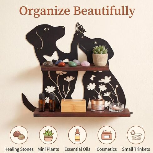Dog Wall Decor Floating Shelf Rustic Wooden Shelf Decorative Room, Living Room,Bathroom Entryway - Pet Decor for Dogs Lovers, Cute Shaped Wall Mounted in Saudi Arabia