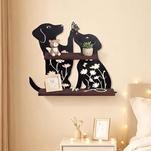 Dog Wall Decor Floating Shelf Rustic Wooden Shelf Decorative Room, Living Room,Bathroom Entryway - Pet Decor for Dogs Lovers, Cute Shaped Wall Mounted in Saudi Arabia