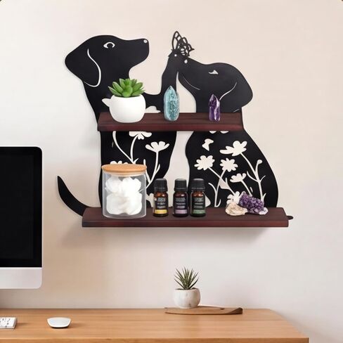 Dog Wall Decor Floating Shelf Rustic Wooden Shelf Decorative Room, Living Room,Bathroom Entryway - Pet Decor for Dogs Lovers, Cute Shaped Wall Mounted in Saudi Arabia