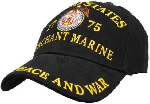 قبعة قطنية مطرزة باللون الأسود من US Merchant Marine 1775 مرخصة in Kuwait