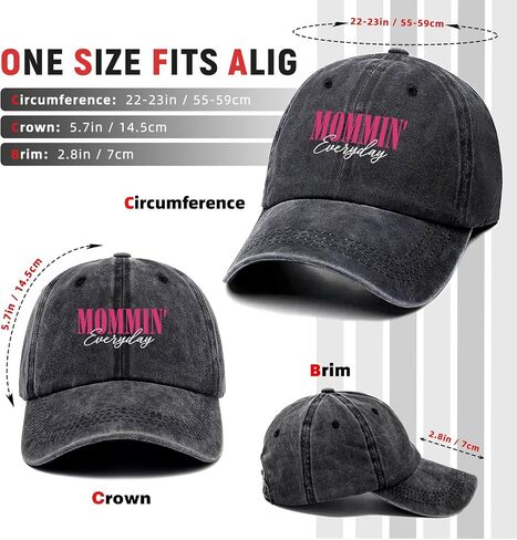 Mommin' Trucker Hat for Women Funny Printed Cotton Baseball Cap Adjustable Retro Washed Lightweight and Breathable Unisex Sun Hat, for Wife Mom Housewife Aunt Grandma Friend Bestie Black in Saudi Arabia