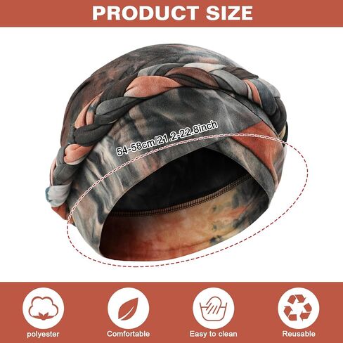 XEPST 2 Pieces African Turbans Pre-Tied Twisted Braid Head Wraps for Women, Tie-dye Style Head Scarf Hair Wraps Cover Cancer Cap Chemo Headwear for Women Colorful in Kuwait