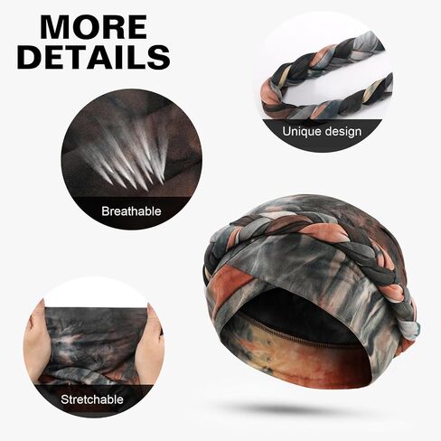 XEPST 2 Pieces African Turbans Pre-Tied Twisted Braid Head Wraps for Women, Tie-dye Style Head Scarf Hair Wraps Cover Cancer Cap Chemo Headwear for Women Colorful in Kuwait