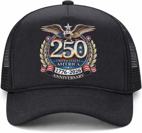 USA 250th Anniversary Hat 1776-2026 – Patriotic Eagle Trucker Cap – America 250 Years Independence Hat – Mesh Snapback Fourth of July Cap for Men Women Multicolor in Kuwait