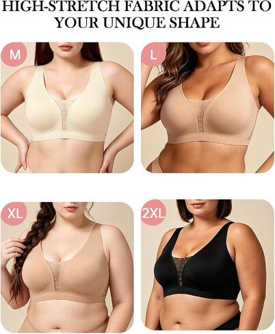 REALWILL Jelly Bra with W-Flocking Support, Wireless Plunge Seamless Bra Top, Mesh Rhinestone Outwear Bra in Saudi Arabia