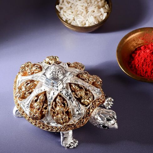 DHRUVS COLLECTION 24k Gold & 999 Silver Plated Tortoise, Turtle for Vastu, Wealth, Home Decor, Temple, Pooja Room, Good Luck Gift - 7.5 x 3.75 x 4.5 cm in Saudi Arabia