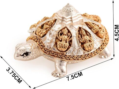 DHRUVS COLLECTION 24k Gold & 999 Silver Plated Tortoise, Turtle for Vastu, Wealth, Home Decor, Temple, Pooja Room, Good Luck Gift - 7.5 x 3.75 x 4.5 cm in Saudi Arabia