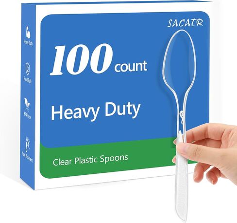 SACATR 360 Count Clear Plastic Spoons Disposable, Premium Plastic Spoons Heavy Duty, BPA-Free, Heat Resistant, Suitable for Parties, Events and Everyday Use in Kuwait