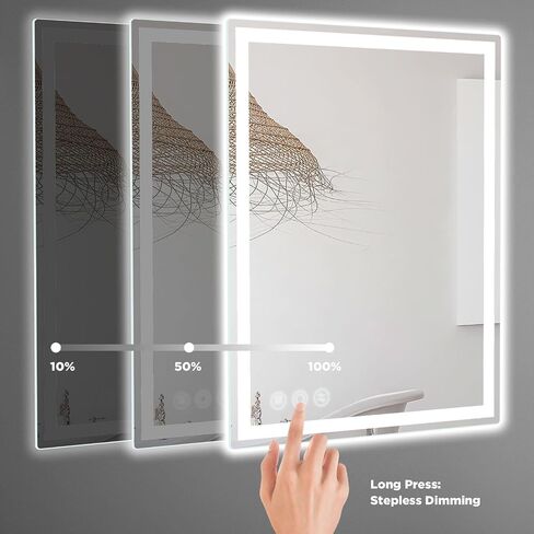 Memobarco Bathroom Mirror, 28"x 36" LED Mirrors with Anti-Fog, Stepless 3 Colors Temperature & Dimmable, Memory Tempered Glass Bathroom Mirrors for Over Sink, Vanity Mirror with Lights in Saudi Arabia