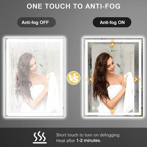 Memobarco Bathroom Mirror, 28"x 36" LED Mirrors with Anti-Fog, Stepless 3 Colors Temperature & Dimmable, Memory Tempered Glass Bathroom Mirrors for Over Sink, Vanity Mirror with Lights in Saudi Arabia