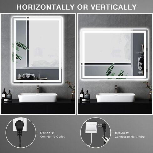 Memobarco Bathroom Mirror, 28"x 36" LED Mirrors with Anti-Fog, Stepless 3 Colors Temperature & Dimmable, Memory Tempered Glass Bathroom Mirrors for Over Sink, Vanity Mirror with Lights in Saudi Arabia