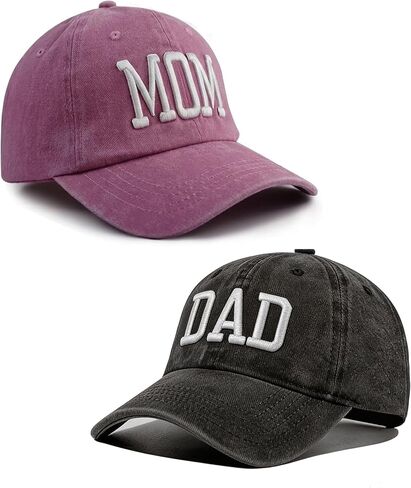 Mom and Dad Hats Set of 2 Pcs Mothers Day Fathers Day Embroidered Hats for Men Women Adjustable Baseball Cap Gift for Parents in Saudi Arabia