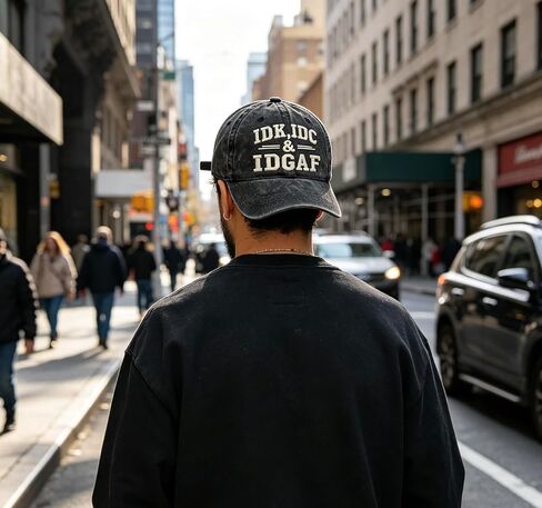 Vintage Washed IDK IDC & IDGAF Embroidered Baseball Cap - Adjustable Breathable Cotton Funny Attitude Hat for Men & Women, Casual Dad Hat for Outdoor & Daily Wear Black in Kuwait