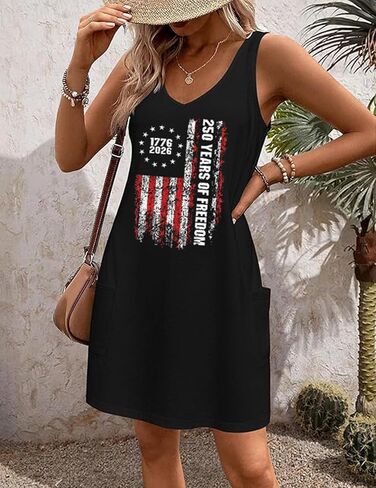 4th of July Dress for Women American Flag Pocket Dresses Star Striped Sundresses Patriotic 250 Anniversary Outfit in Saudi Arabia