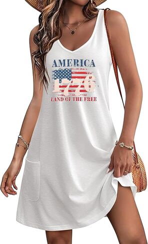 4th of July Dress for Women American Flag Pocket Dresses Star Striped Sundresses Patriotic 250 Anniversary Outfit in Saudi Arabia