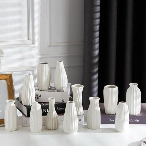 Kimdio White Ceramic Bud Vase for Table Decor, 12pcs Small Pottery Vases for Flowers Mini Ceramic Vases for Pampas Grass Vase Bulk for Wedding Dining Room Christmas Home in Saudi Arabia