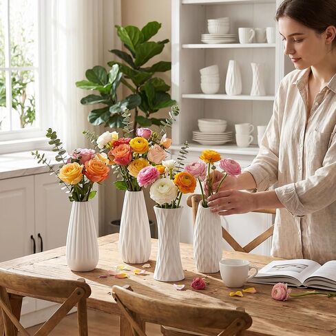 Kimdio White Ceramic Bud Vase for Table Decor, 12pcs Small Pottery Vases for Flowers Mini Ceramic Vases for Pampas Grass Vase Bulk for Wedding Dining Room Christmas Home in Saudi Arabia
