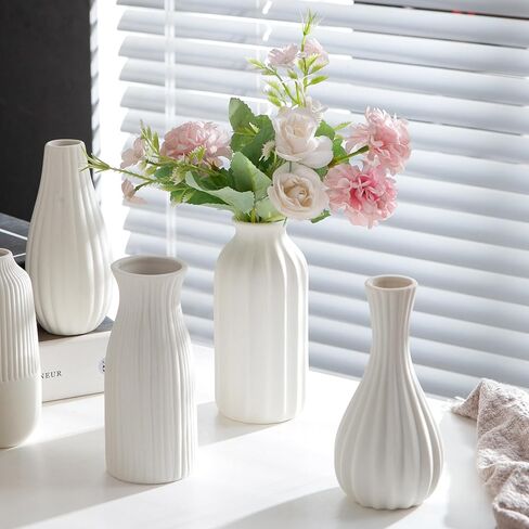Kimdio White Ceramic Bud Vase for Table Decor, 12pcs Small Pottery Vases for Flowers Mini Ceramic Vases for Pampas Grass Vase Bulk for Wedding Dining Room Christmas Home in Saudi Arabia