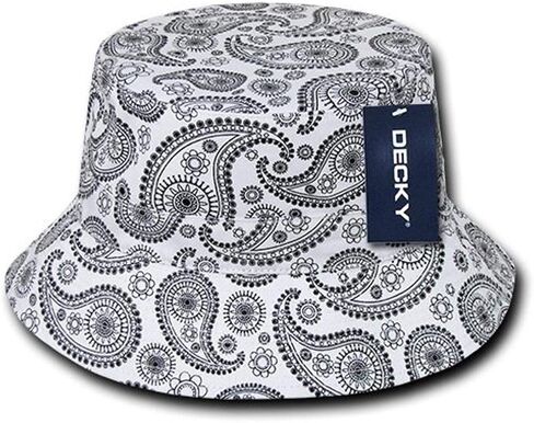 DECKY 459-PL-WHT-07 Paisley Bucket Hat, White, L_XL in Kuwait
