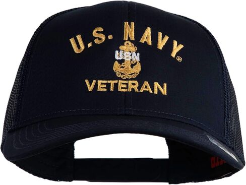 USN Veteran Embroidered Solid Cotton Twill Mesh Prostyle Cap in Kuwait