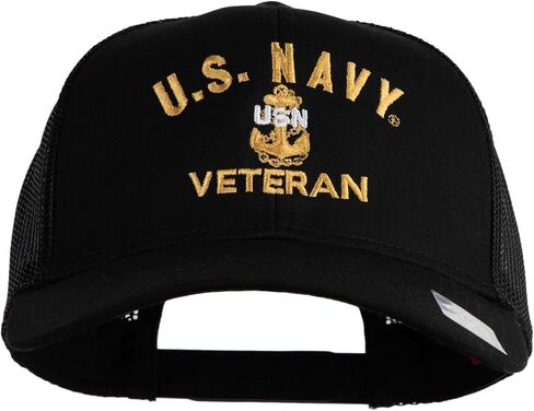 USN Veteran Embroidered Solid Cotton Twill Mesh Prostyle Cap in Kuwait