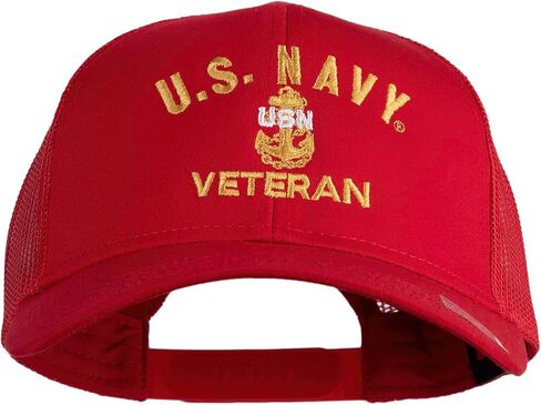 USN Veteran Embroidered Solid Cotton Twill Mesh Prostyle Cap in Kuwait