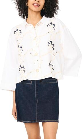 Vince Camuto Women's Short Sleeve Collar Button Down Top in Kuwait