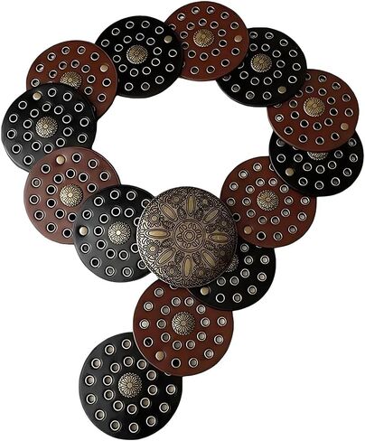 38.35 x 3.54 Inch Vintage Disc Waist Belts Wide PU Leather Wasitband Hollow Boho Western in Kuwait