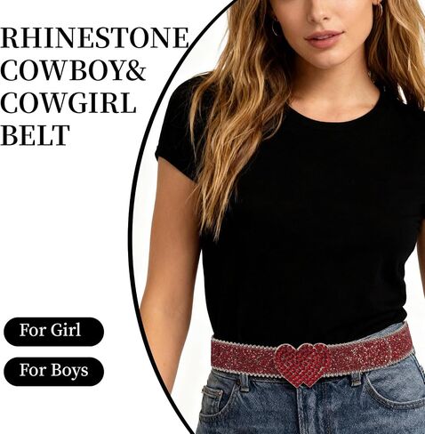 Glitter Western Belt for Women Rhinestone Belts Cowgirl Style Bling Bling Diamond Belts Y2K Sparkly Belt for Jeans in Saudi Arabia