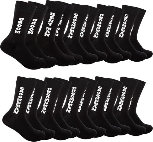10 Pairs Groomsmen Socks Black Novelty Groom Groomsmen Best Man Funny Socks for Wedding Gifts Bachelor Party Gifts in Saudi Arabia