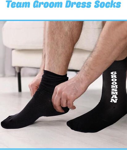 10 Pairs Groomsmen Socks Black Novelty Groom Groomsmen Best Man Funny Socks for Wedding Gifts Bachelor Party Gifts in Saudi Arabia