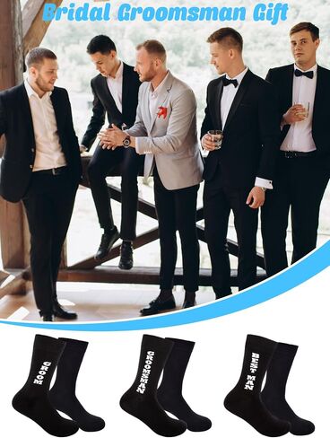 10 Pairs Groomsmen Socks Black Novelty Groom Groomsmen Best Man Funny Socks for Wedding Gifts Bachelor Party Gifts in Saudi Arabia