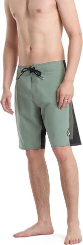 شورت Volcom للرجال مقاس 20 بوصة Mod-Tech - قابل للتمدد، حماية من أشعة الشمس بعامل حماية من أشعة الشمس 50+، جزء سفلي للسباحة سريع الجفاف، زيتوني، 36 in Kuwait