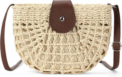 RNIEGA Straw Purses for Women Summer Crossbody Bag Woven Tote Shoulder Purse Ladies Straw Bags for Vacation in Saudi Arabia
