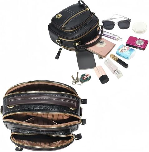 Vintage Crossbody Bag for Women Multifunctional Tote with Compartment Adjustable Wide Shoulder Strap Classic Saddle Bag Purse in Kuwait
