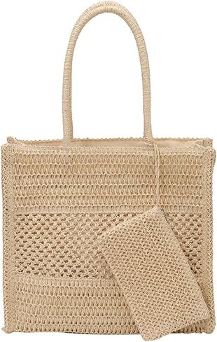 Straw Tote Bags for Women Summer Woven Beach Bag 2 in 1 Straw Purses and Handbags for Vacation in Saudi Arabia