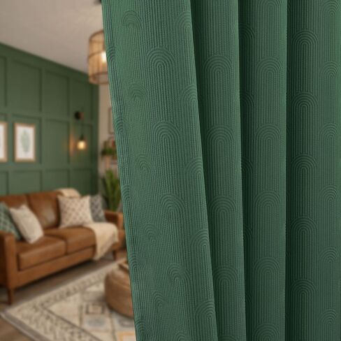 Dark Green Boho Blackout Curtains 84 Inch Long Green Curtains for Living Room 2 Panels Vintage Farmhouse Mid Century Rustic Black Out Drapes Rustic Patterned Western Christmas Curtains in Saudi Arabia
