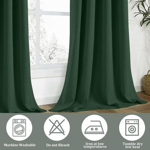 Dark Green Boho Blackout Curtains 84 Inch Long Green Curtains for Living Room 2 Panels Vintage Farmhouse Mid Century Rustic Black Out Drapes Rustic Patterned Western Christmas Curtains in Saudi Arabia