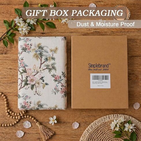 Simplebrand Natural Floral Linen Textured Tier Kitchen Curtains 24 Inch 2 Panels, Light Filtering Privacy Cafe Small Window Curtains for Bathroom RV Camper, Farmhouse Rod Pocket Panels, 30" W x 24" L in Saudi Arabia