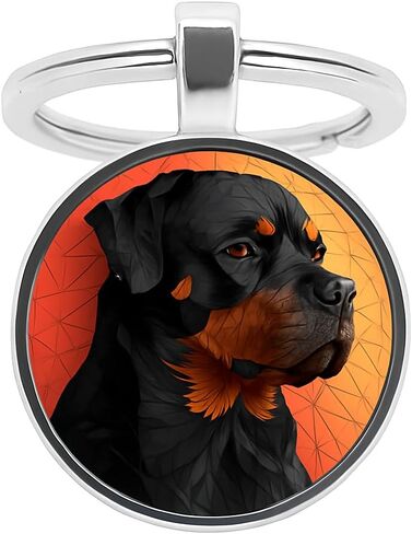 SUPAC Dog Lovers' Keychain, Different Puppy Breeds Portrait Round Glass Keychain, Silver Metal Frame, 1.06 Inch Diameter in Saudi Arabia