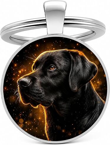 SUPAC Dog Lovers' Keychain, Different Puppy Breeds Portrait Round Glass Keychain, Silver Metal Frame, 1.06 Inch Diameter in Saudi Arabia