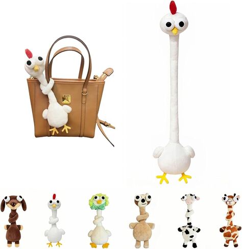Cute Long Neck Plush Bag Charm Stuffed Animals Keychain Backpack Pendant, Christmas Graduation Birthday Party Gifts in Kuwait