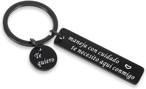 Molain Drive Safe Keychain, Spanish “Te necesito aqui conmigo" Pendant Anniversary Keychain Gift for Husband Boyfriend Birthday Valentine Present in Kuwait