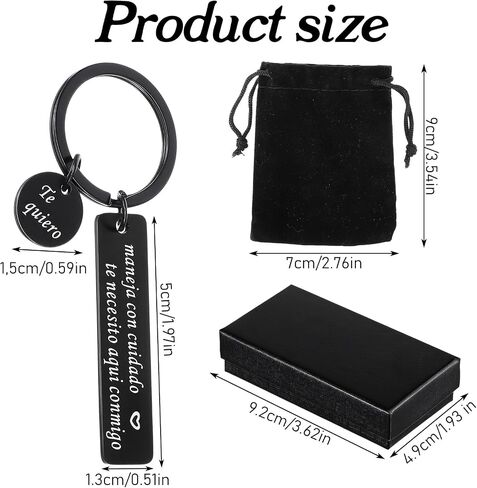Molain Drive Safe Keychain, Spanish “Te necesito aqui conmigo" Pendant Anniversary Keychain Gift for Husband Boyfriend Birthday Valentine Present in Kuwait